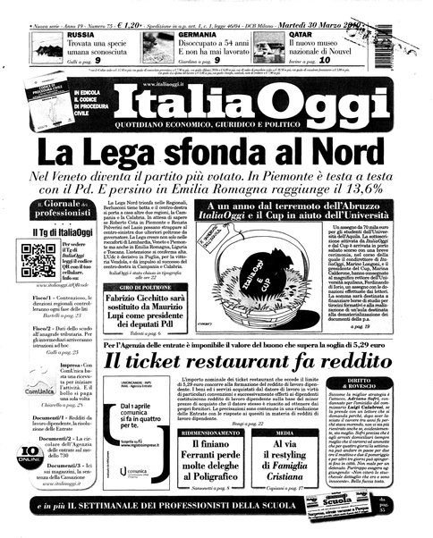 Italia oggi : quotidiano di economia finanza e politica